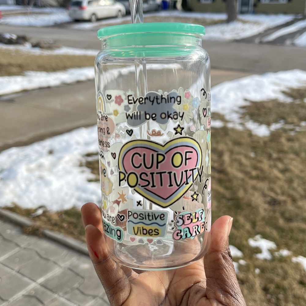 Cup of Positivity Clear Water Bottle